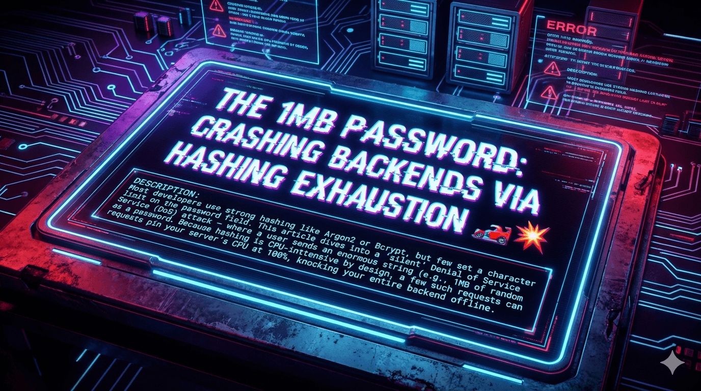 The 1MB Password: Crashing Backends via Hashing Exhaustion 🏎️💥
