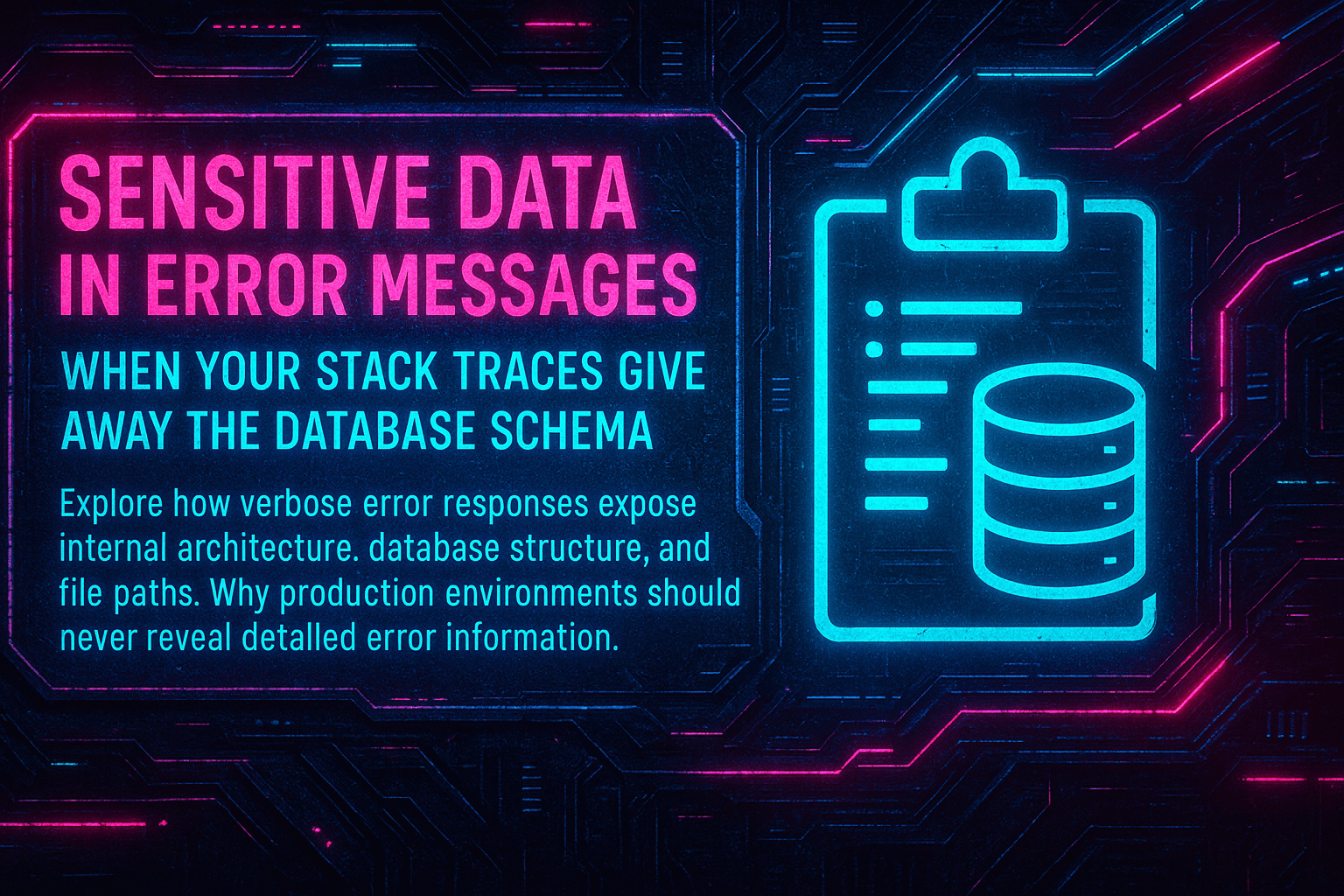 Sensitive Data in Error Messages: When Your Stack Traces Give Away the Database Schema 📋